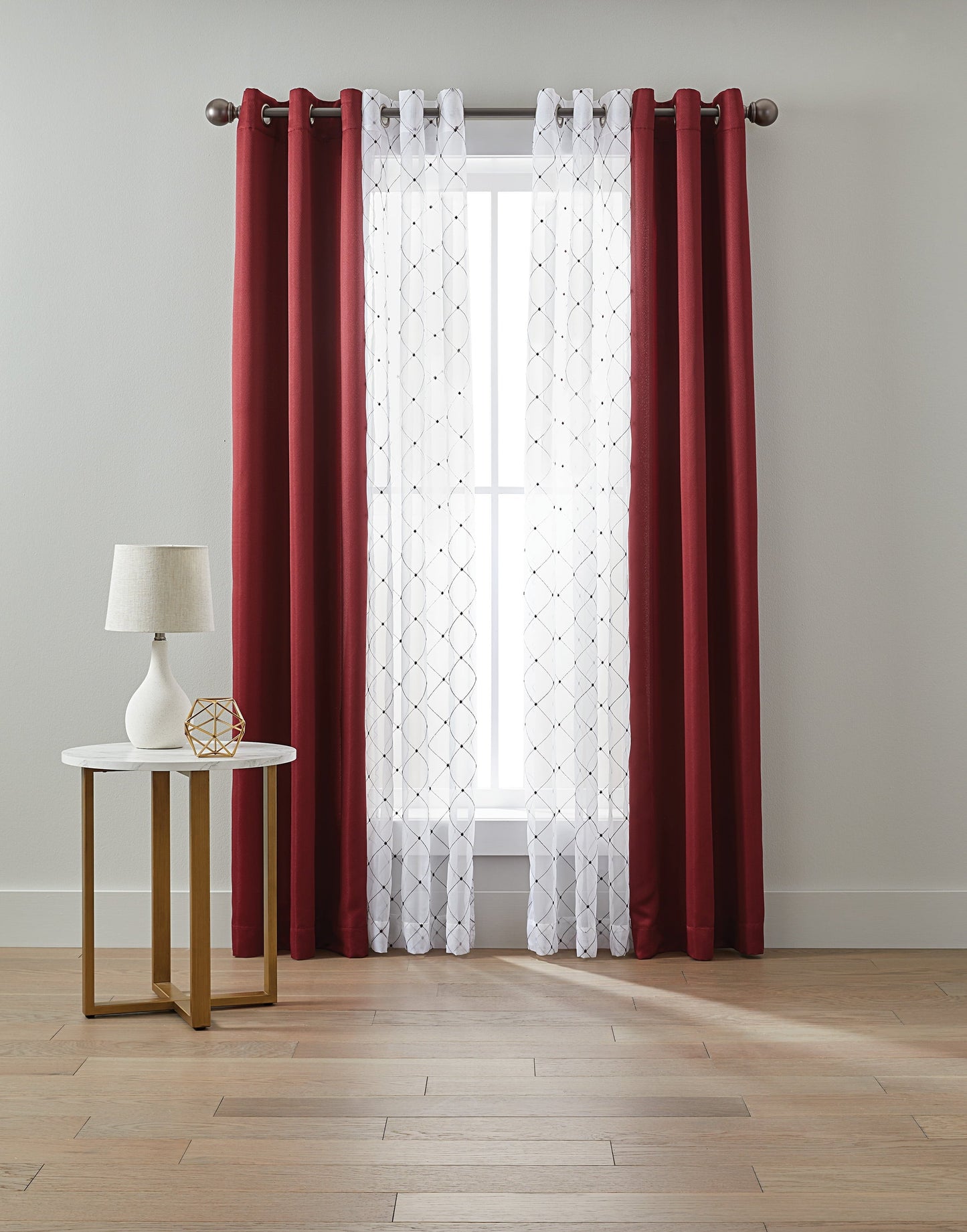 Curtain 4 Piece 84 Inch Maroon Twill Weave