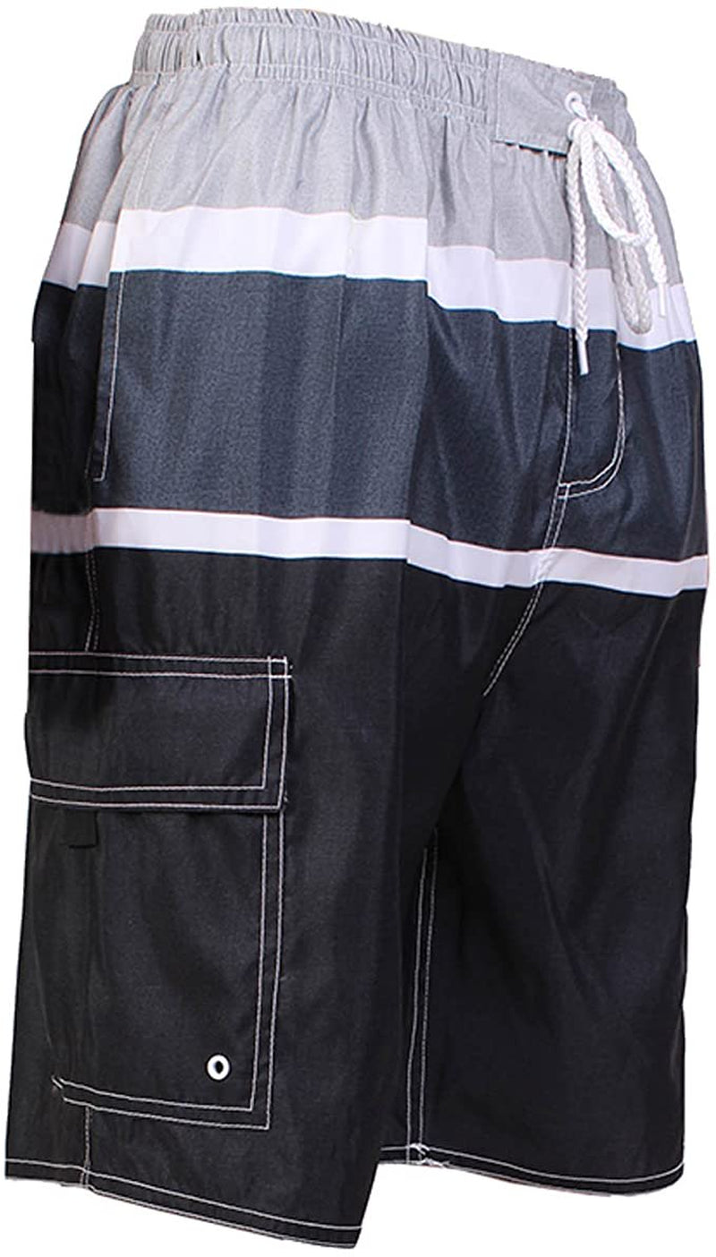 North 15 Big Boy'S Quick Dry Beach Swim Trunks Shorts with Cargo Pokcets-5104B-Blk/Red-14-16