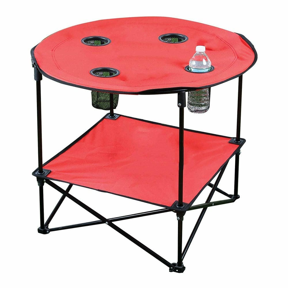 ETNA Folding Camp Table Foldable Beach Table with Cup Holders, 28" - Blue