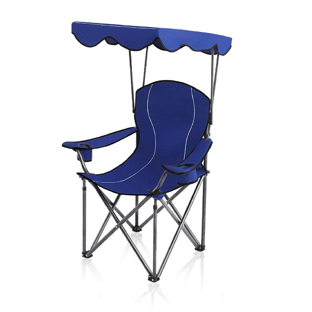 Alpha Camp Folding Canopy Chair Beach Camping Chair with Cup Holder and Storage Bag Suitable for Outdoor Camping Fish, Blue
