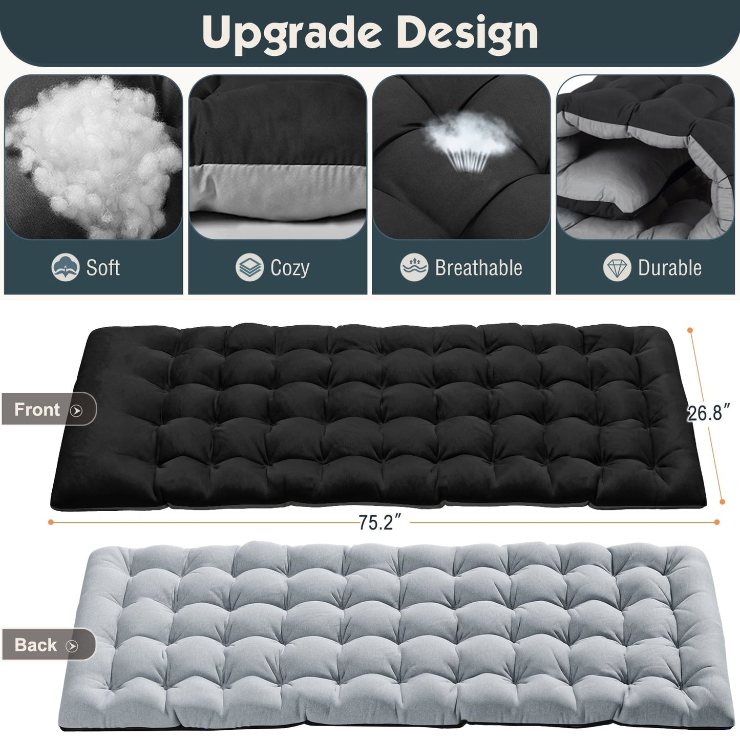 MOPHOTO Camping Cot With Mattress, Heavy Duty Sleeping Cot with Pillow, Cot Beds for Adult, 4-Position Adjustment Folding Bed, Outdoor Beds Lounger for Home, Pool, Beach, Patio