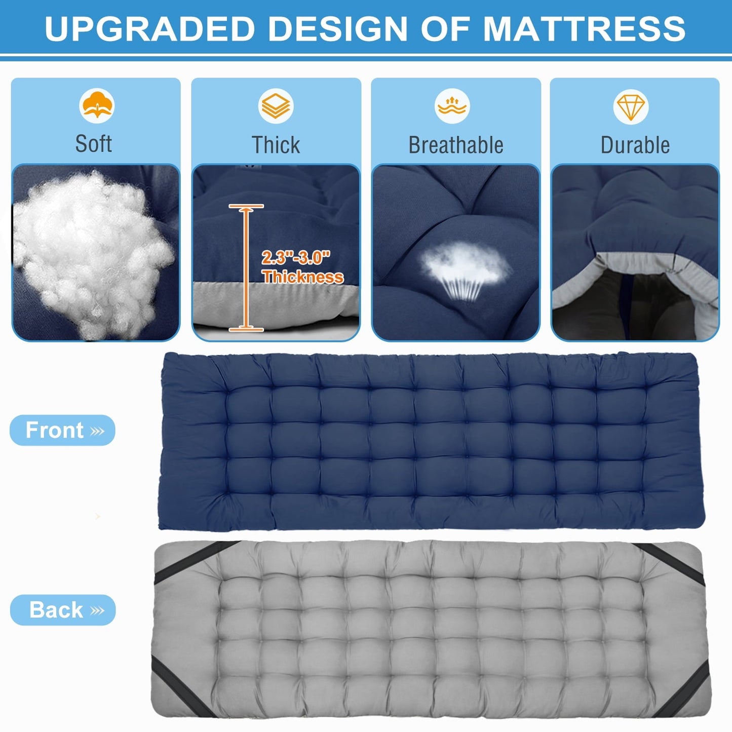 NAIZEA Folding Bed for Adults, Portable Rollaway Guest Bed Sleeping Cot with Mattress, Outdoor Camping Cot with Carry Bag