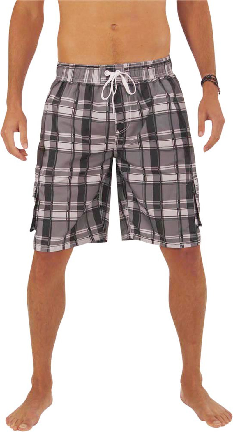 NORTY Mens Quick Dry Cargo Swim Trunks Adult Male Board Shorts Black Lime L