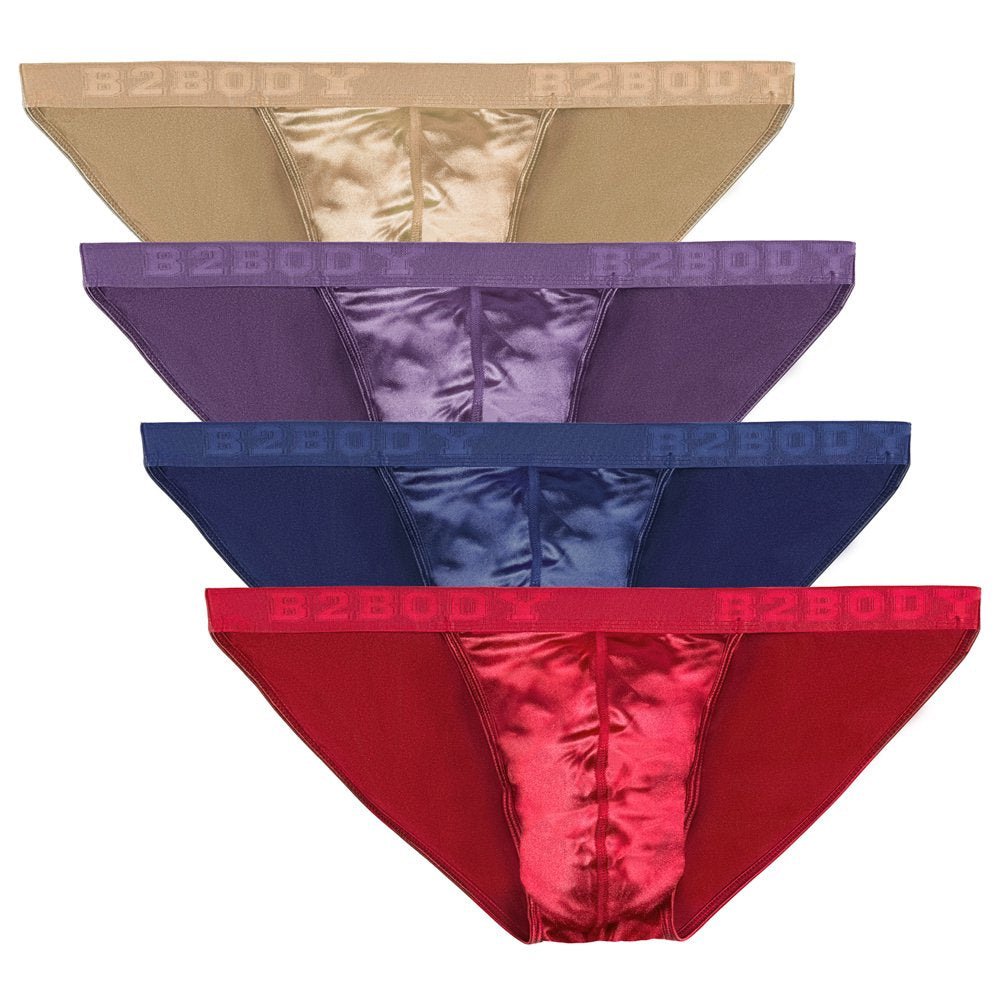 Mens Satin Sport Bikini Small to 3XL Silky Sexy Mens Underwear Multi-Pack