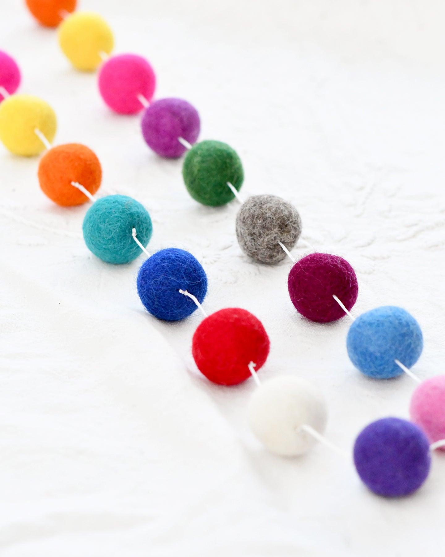 Pompom Felt Ball Garland - Colourful
