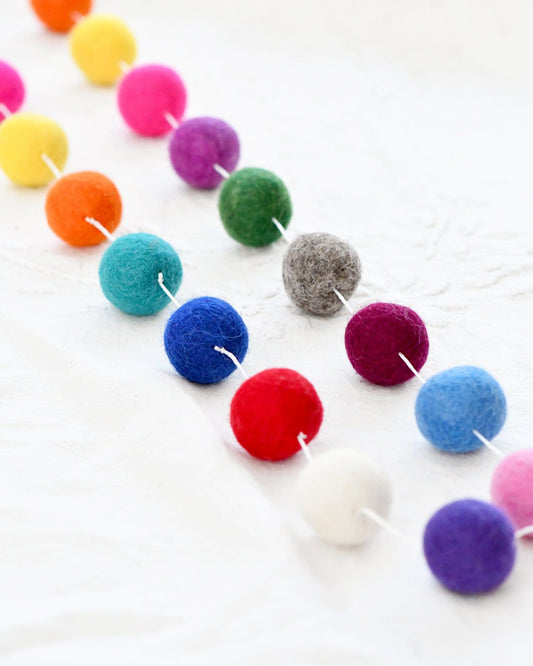Pompom Felt Ball Garland - Colourful