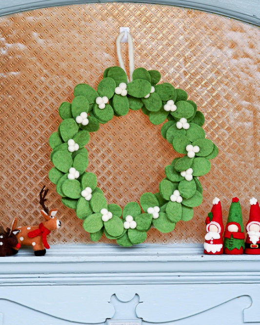 Felt Mistletoe Wreath with White Berries