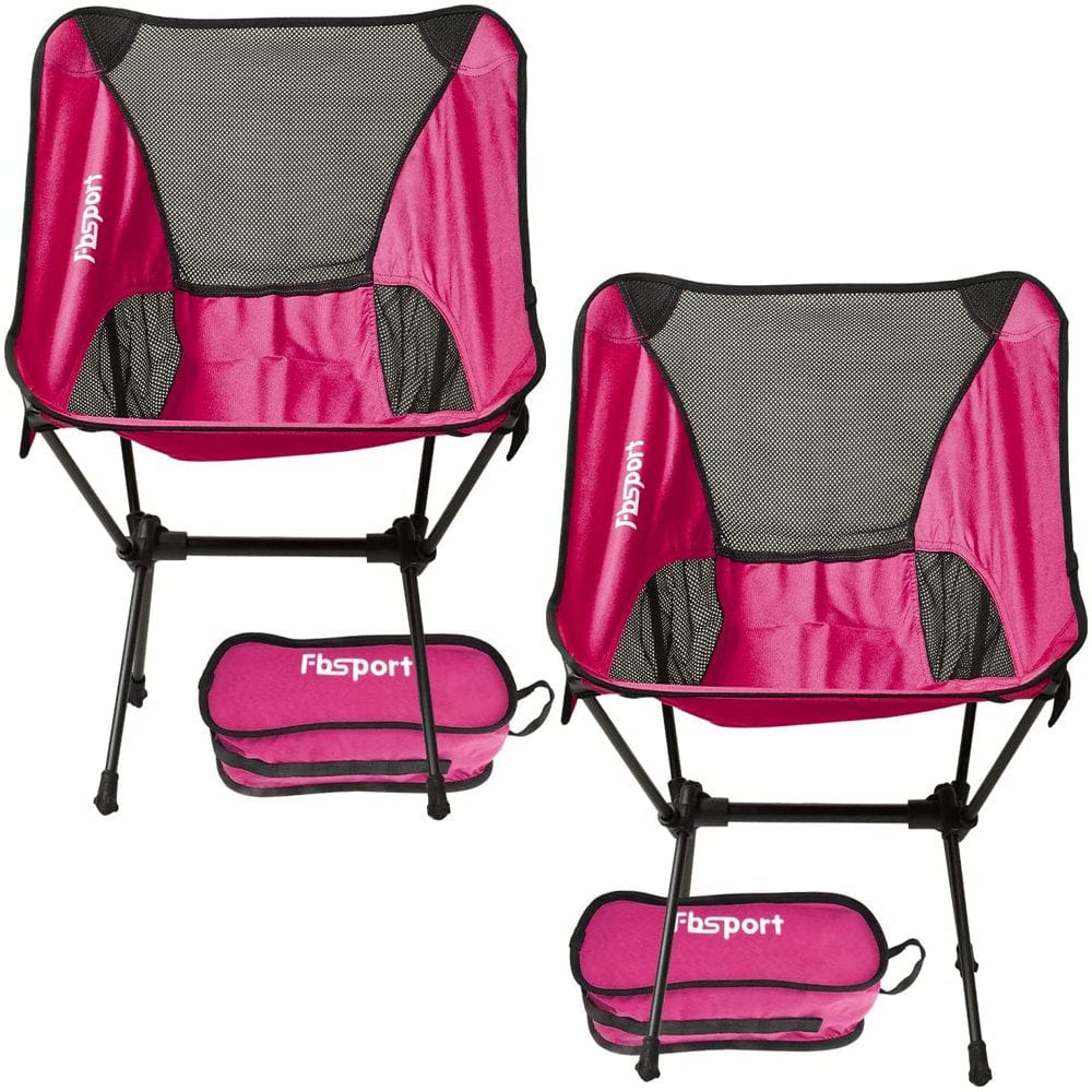 Folding 2Pcs Camping Backpack Chairs, Fbsport Lightweight Portable Heavy Duty Chairs with Pocket