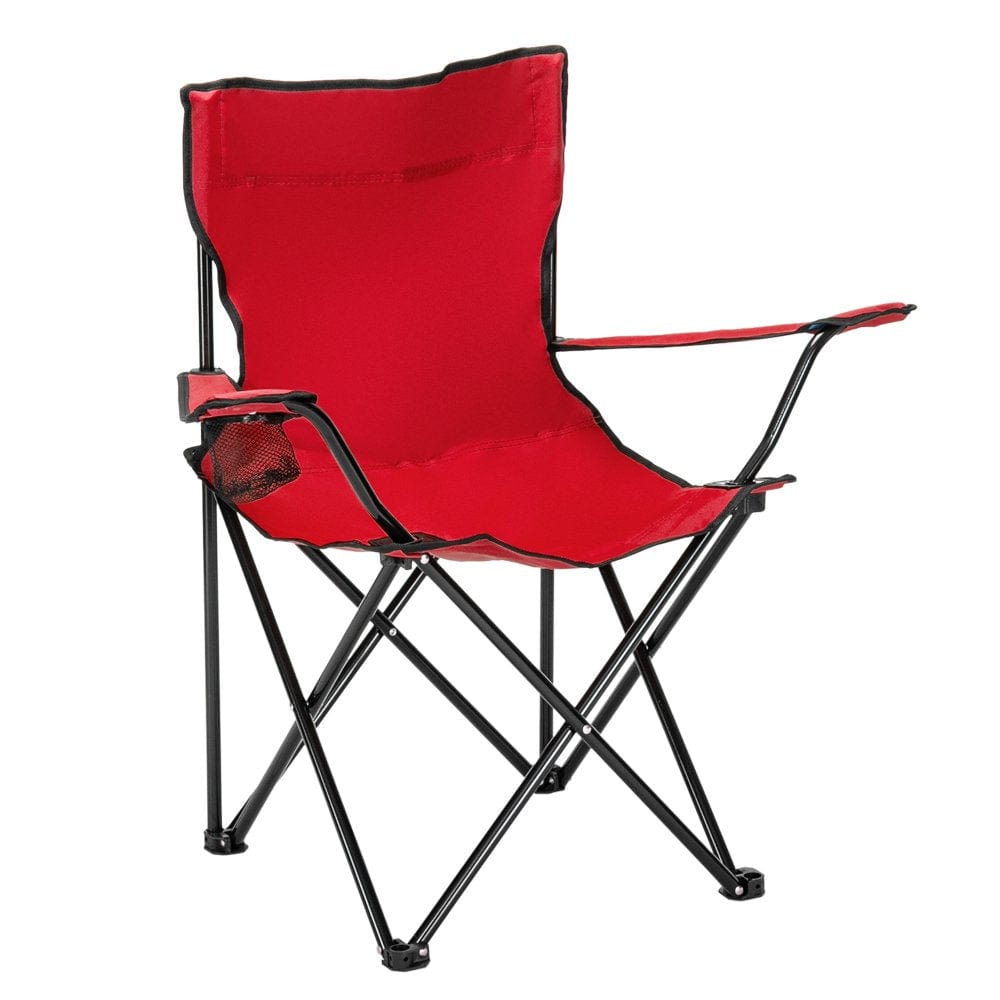 Folding Camping Chair Lawn Chair with Cup Holder and Carry Bag for Picnic, Camp, Fishing Red