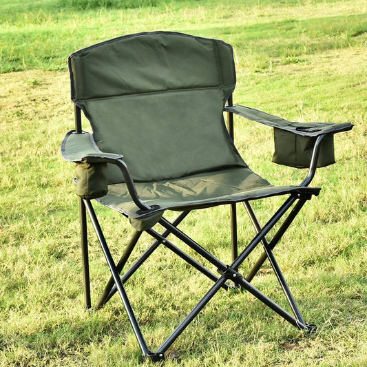 Folding Chair for Outdoors, Heavy-Duty Portable Camp Chair, 600D Fiber Outdoor Chair Lawn Chair, Adult Steel Frame Camping Chair for Beach / Hiking / Fishing / Spectator, Support 350Lbs, TE094