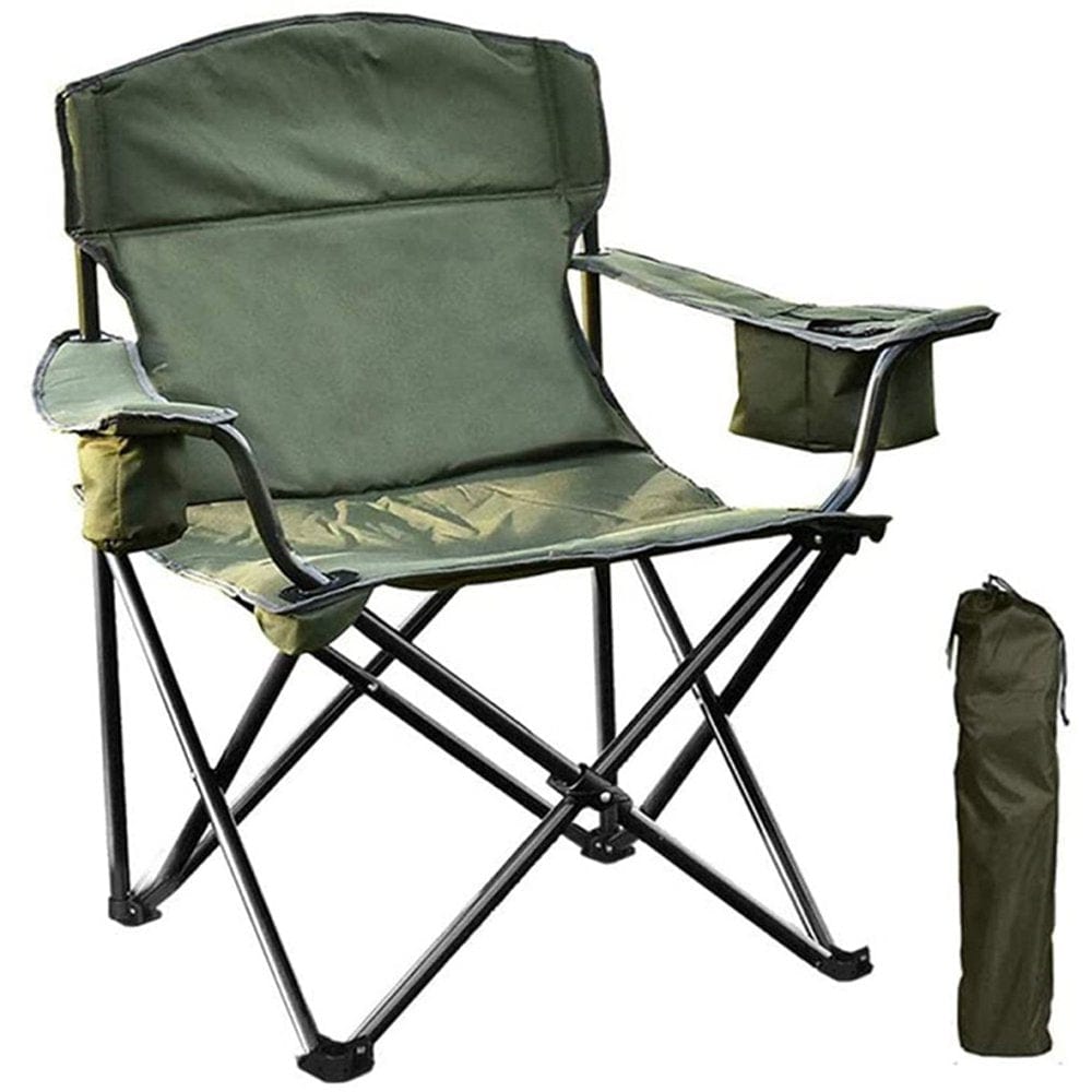 Folding Chair for Outdoors, Heavy-Duty Portable Camp Chair, 600D Oxford Outdoor Chair Lawn Chair, Adult Steel Frame Camping Chair for Beach / Hiking / Fishing / Spectator, Support 350Lbs, TE078