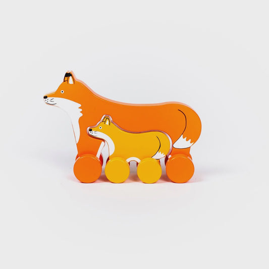 Big & Little Wooden Push Toy - Fox