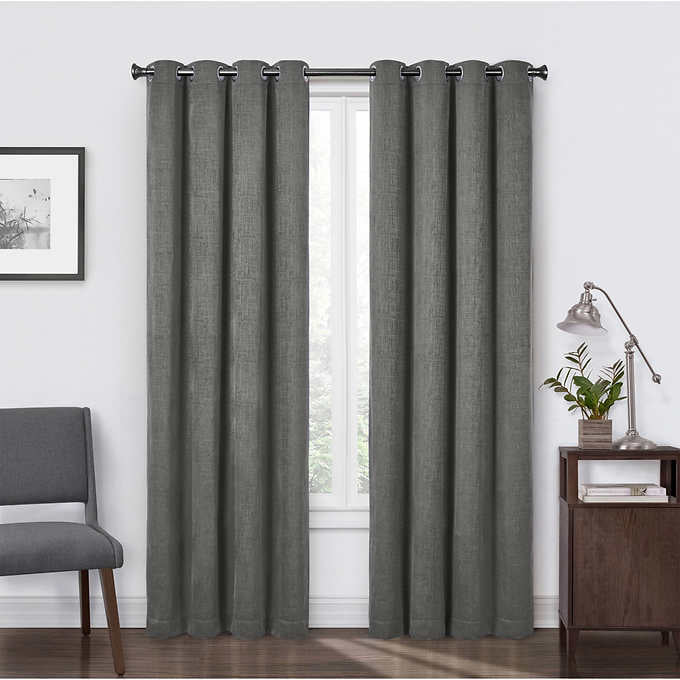 SUN+BLK Buckingham Chenille Total Blackout Curtain Panel Pair