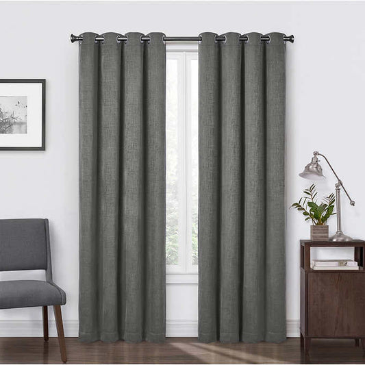 SUN+BLK Buckingham Chenille Total Blackout Curtain Panel Pair