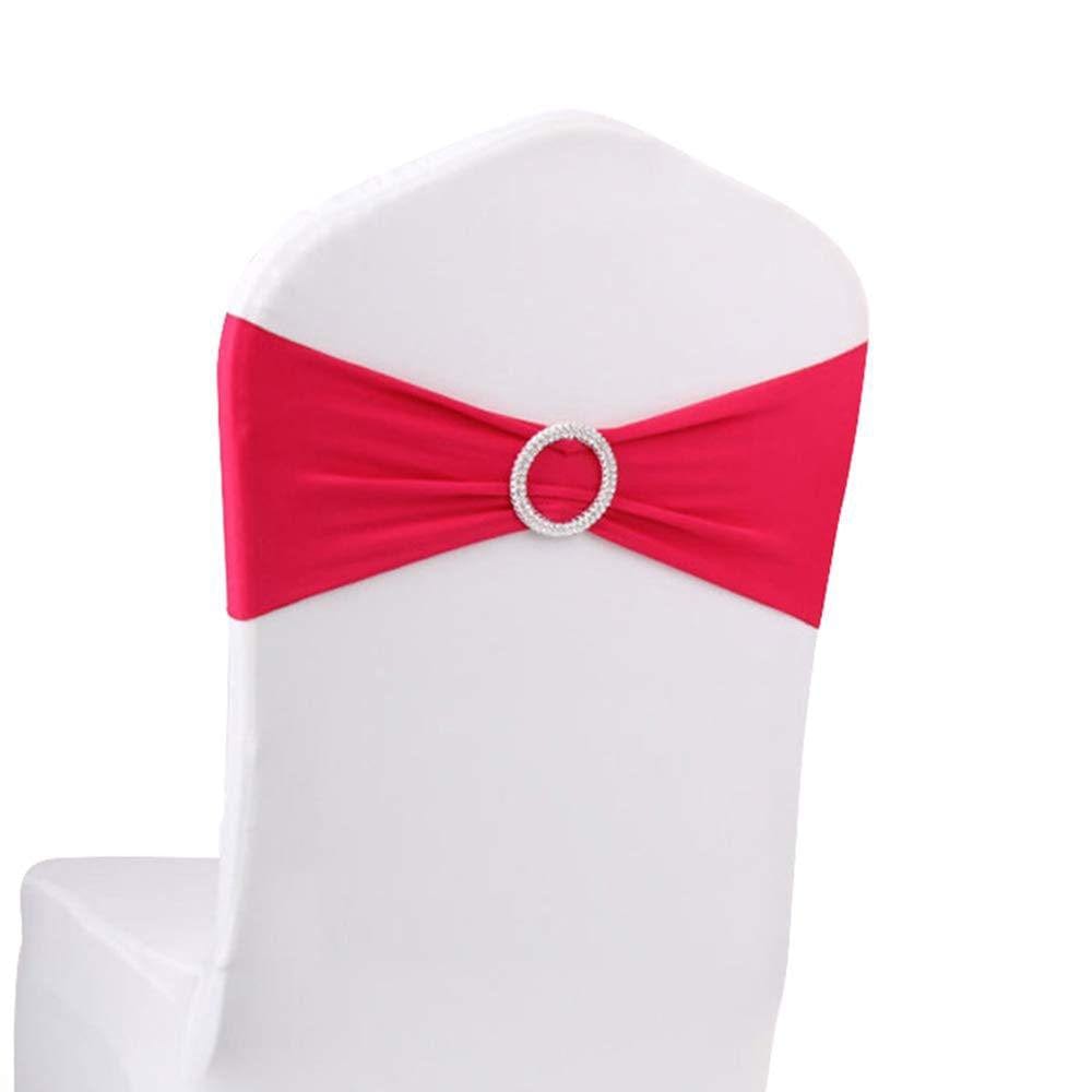 Gowinex 10Pcs Silver Spandex Chair Bands with Buckle Wedding Banquet Sashes