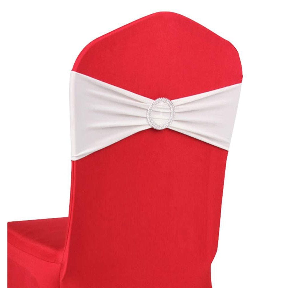 Gowinex 10Pcs Silver Spandex Chair Bands with Buckle Wedding Banquet Sashes