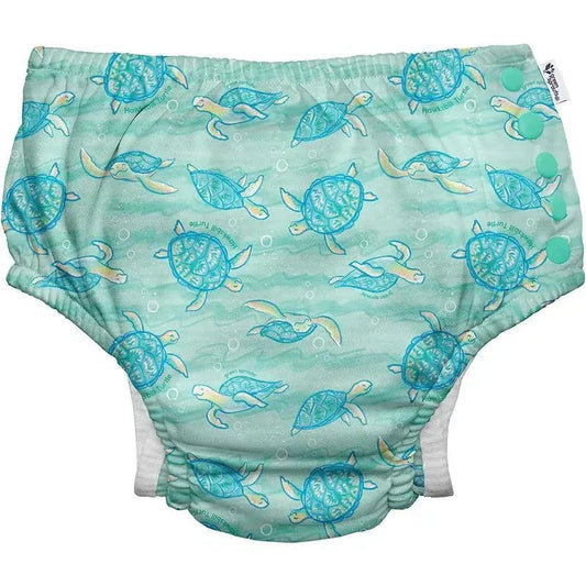 Green Sprouts - Reusable Eco Snap Swim Diaper, Seafoam Hawksbill Turtle