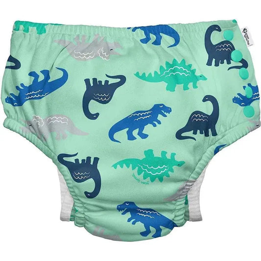 Green Sprouts - Reusable Eco Snap Swim Diaper, Seafoam Simple Dino