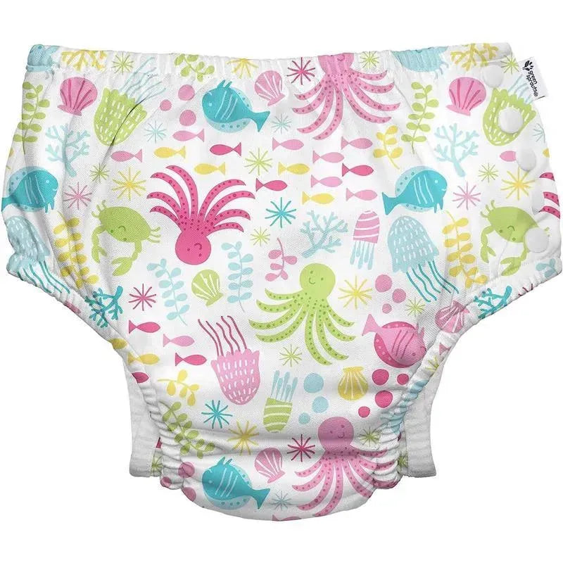 Green Sprouts - Reusable Eco Snap Swim Diaper, White Sea Pals