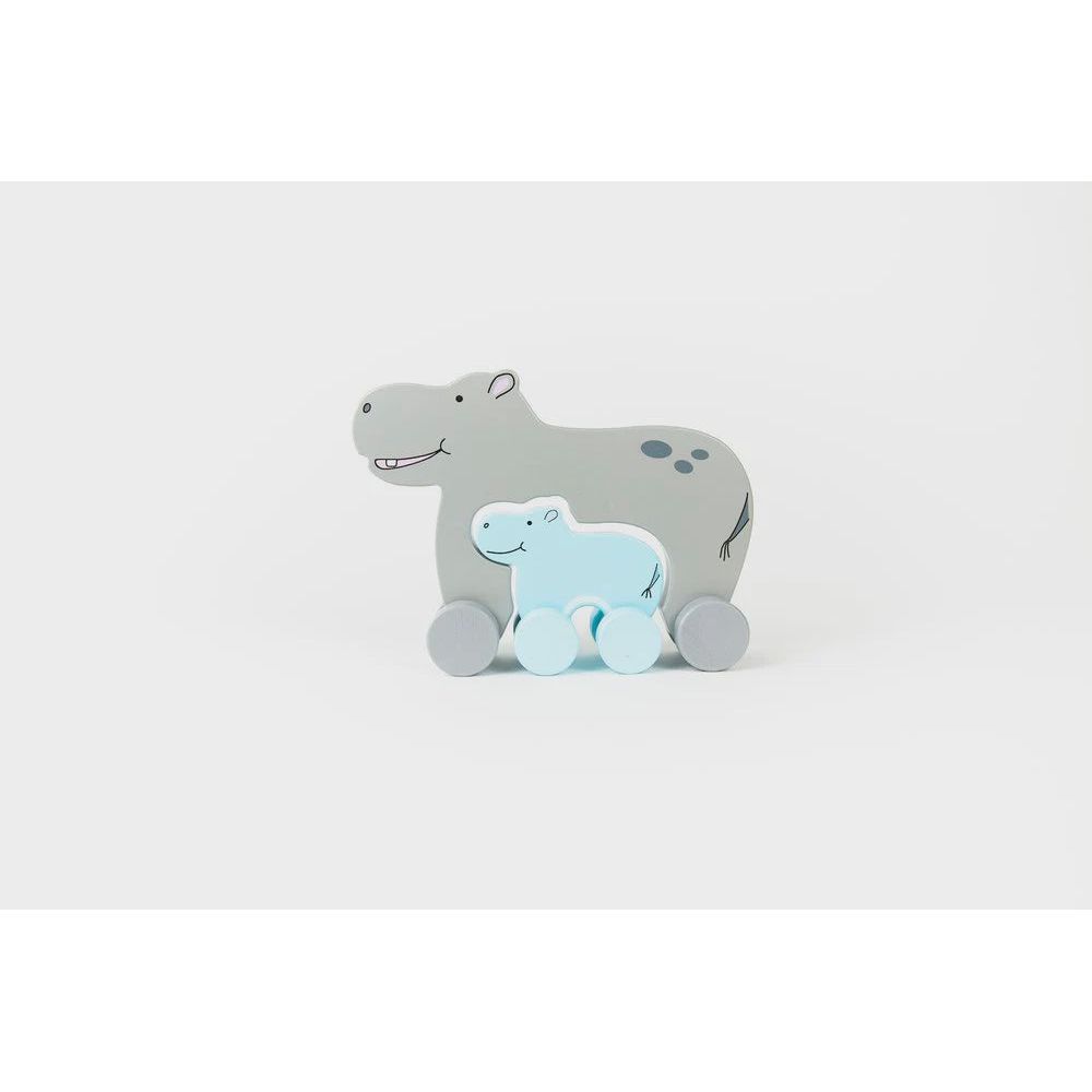 Big & Little Wooden Push Toy - Hippo