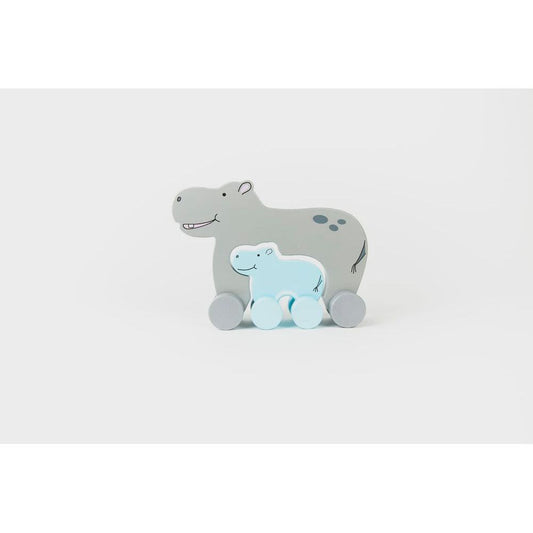 Big & Little Wooden Push Toy - Hippo