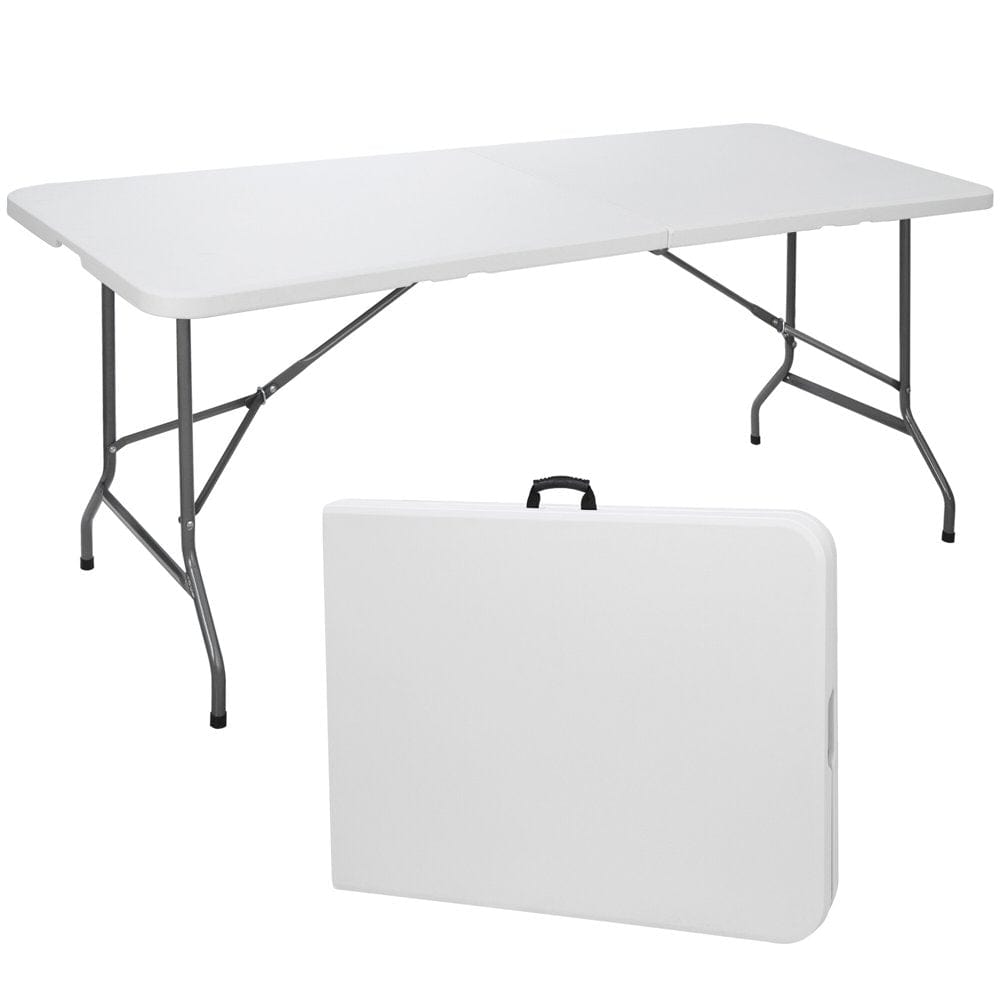 Homgarden 6FT X 2.3FT Portable Folding Picnic Table Outdoor Plastic Camping Card Table W/Handle