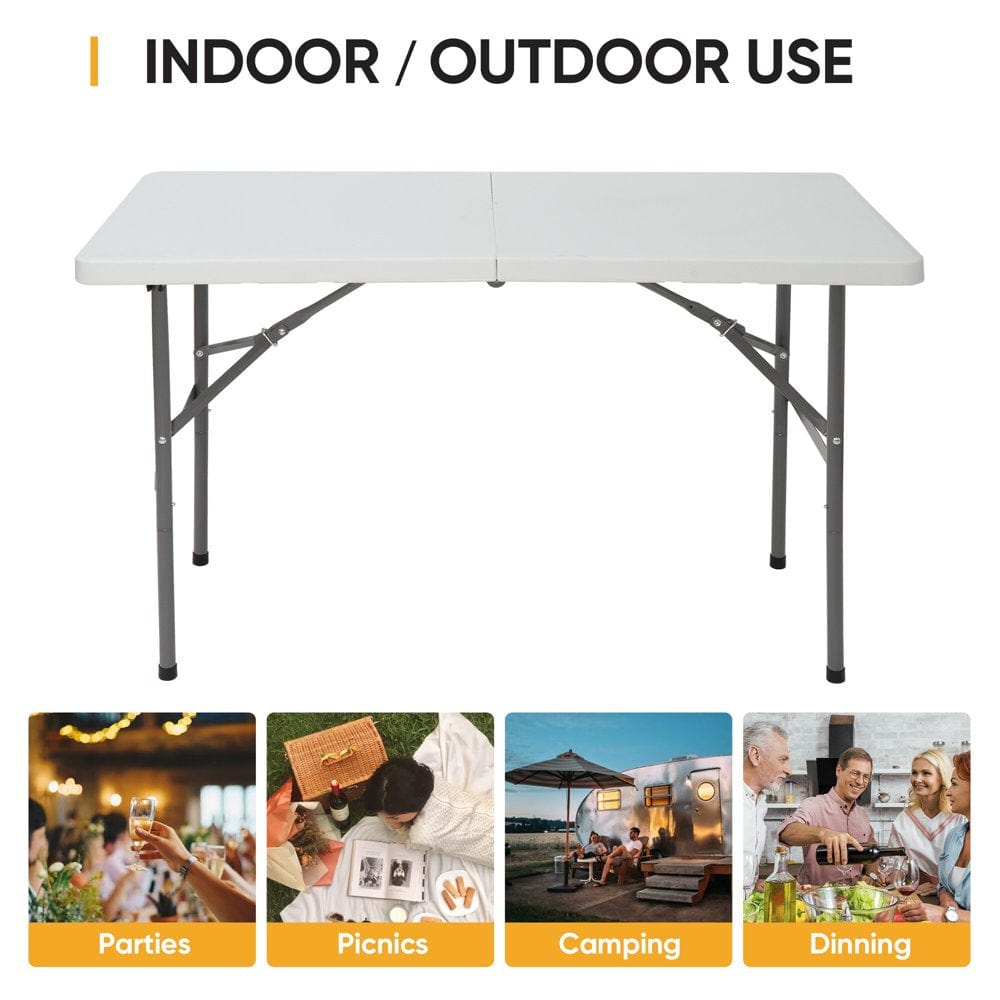 Homgarden 6FT X 2.3FT Portable Folding Picnic Table Outdoor Plastic Camping Card Table W/Handle