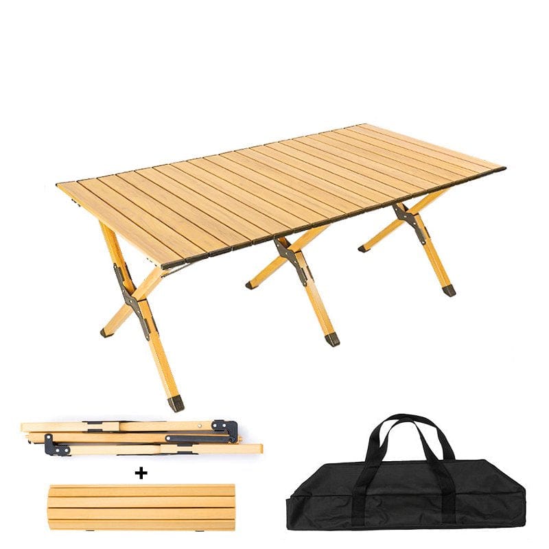 Hoyotik Aluminum Alloy Roll-Top Camping Table Outdoor Folding Table Non-Slip Mini Picnic Table for Traveling Hiking Camping(120Cm*60Cm*45Cm)