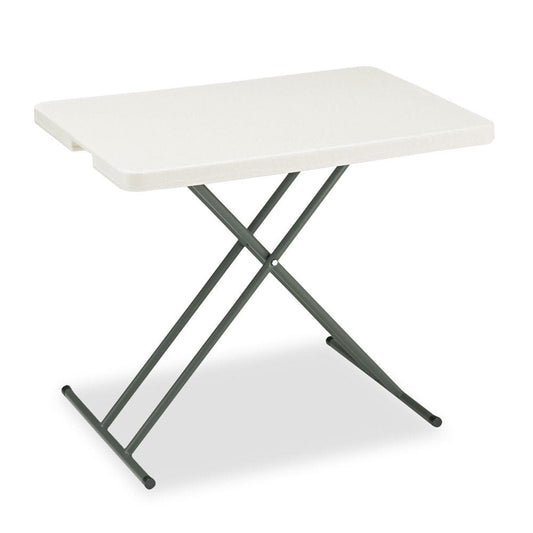 Iceberg Indestructable Classic Personal Folding Table, 30 X 20 X 25 to 28 High, Platinum