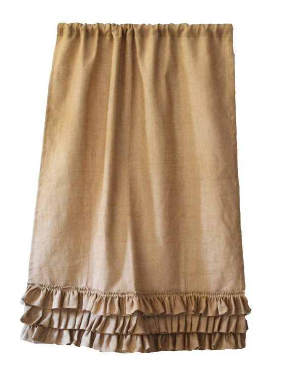 Burlap Curtains With Ruffled Curtain Panel
