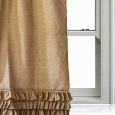 Burlap Curtains With Ruffled Curtain Panel