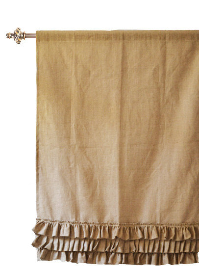 Burlap Curtains With Ruffled Curtain Panel