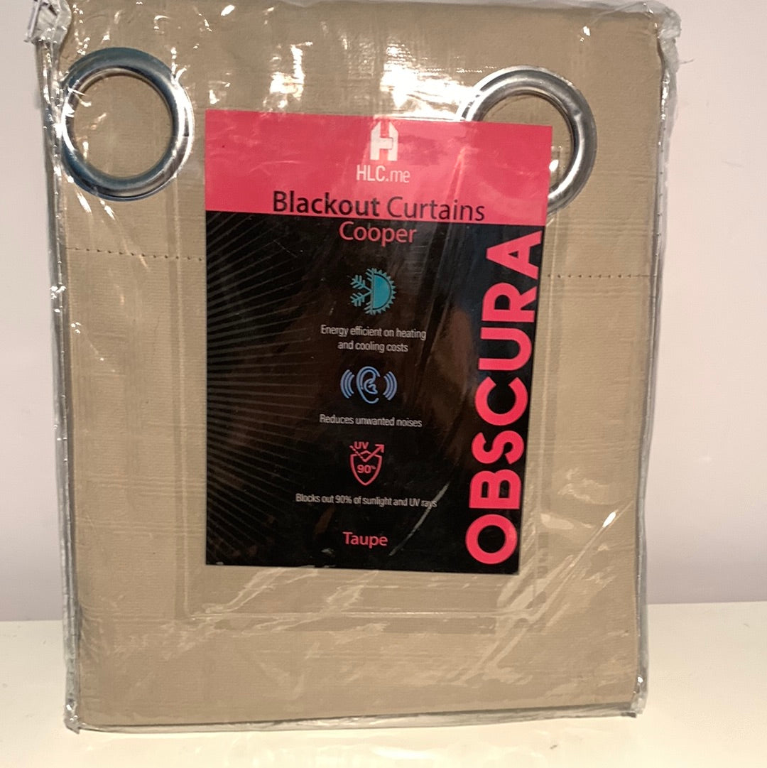 HLC.ME  Taupe Cooper Thermal Blackout Curtain Panel - Set of Two