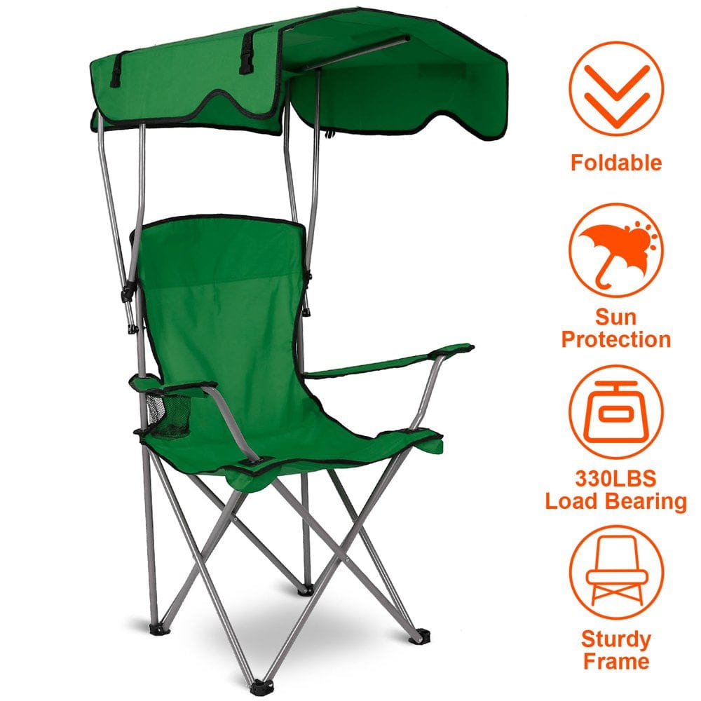 Imountek Heavy Duty Foldable Canopy Chair Portable Foldable Beach Outdoor Backpacking Camping Chair with Cup Holder,Red