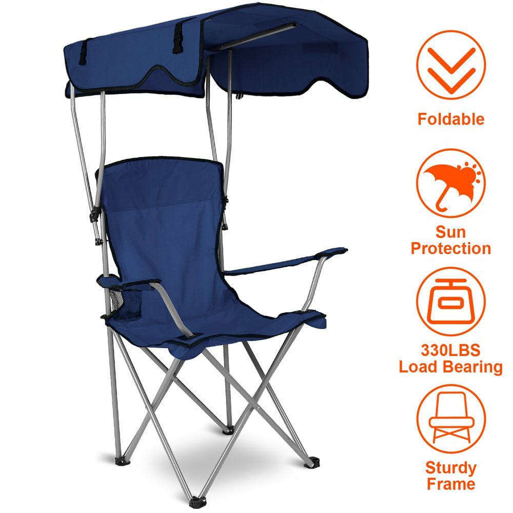 Imountek- Portable Foldable Beach Canopy Chair Sun Protection Adult Chair Camping Travel Picnic 330LBS
