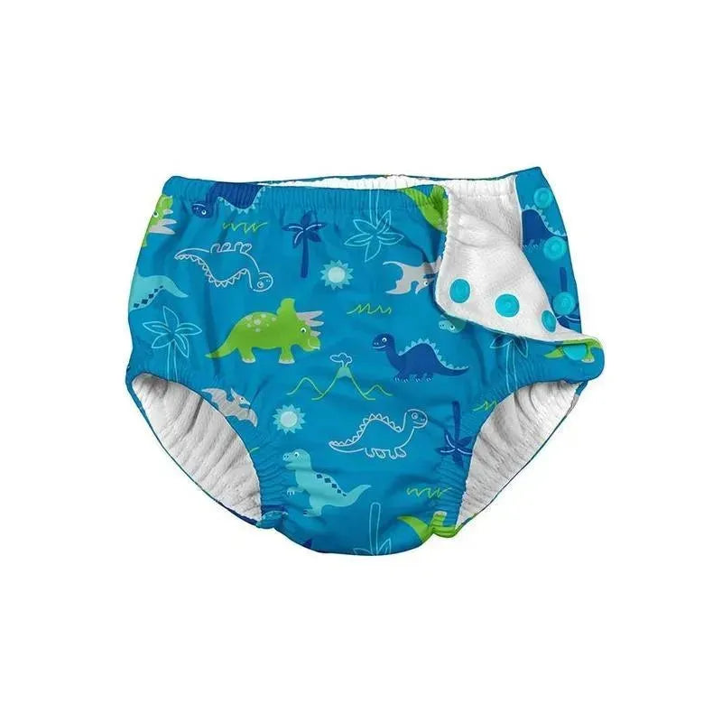 Iplay - Snap Reusable Absorbent Swimsuit Diaper, Light Aqua Dinosaurs