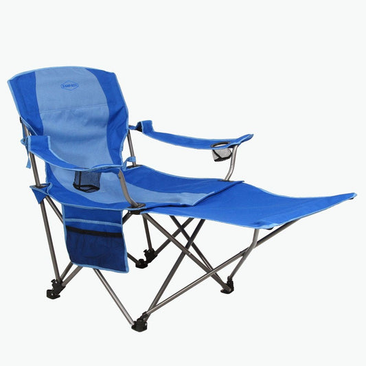 Kamp-Rite Outdoor Camping Beach Patio Folding Chair W/ Detachable Footrest, Blue