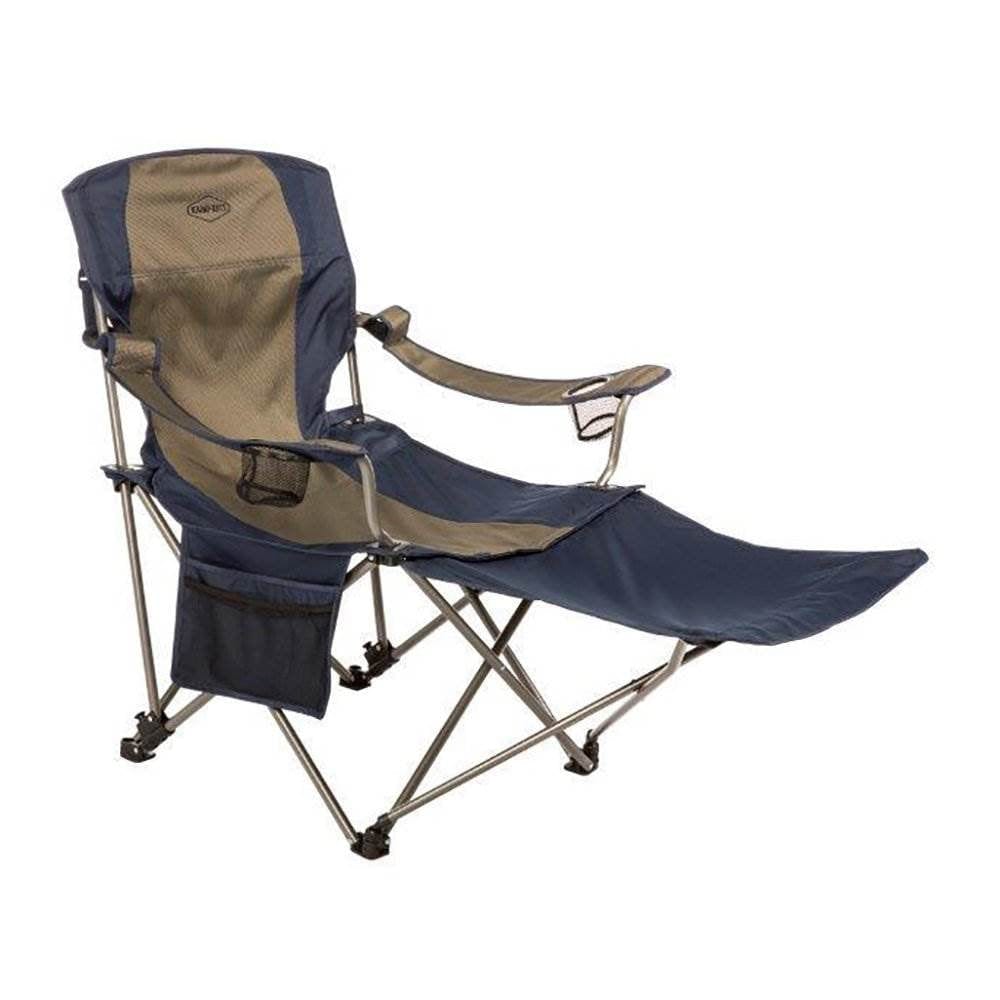 Kamp-Rite Outdoor Camping Beach Patio Folding Chair W/ Detachable Footrest, Blue