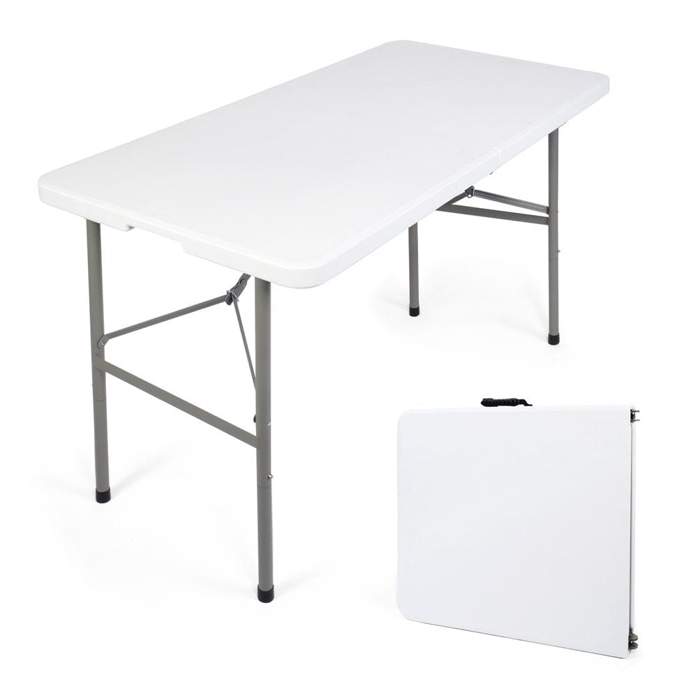 KARMAS PRODUCT 8FT Long Folding Party Table - 96In White Event Commercial Table Portable W/Handle for Office, Beach, Picnic, Garden, Home, Dining, Wedding Indoor Outdoor