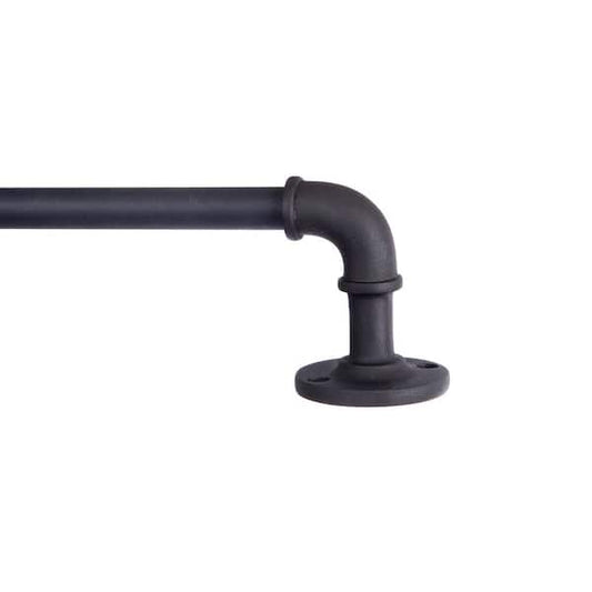 Curtain Rod 48 in - 84 in. Single Black Adjustable Indoor Outdoor Rust-Resistant