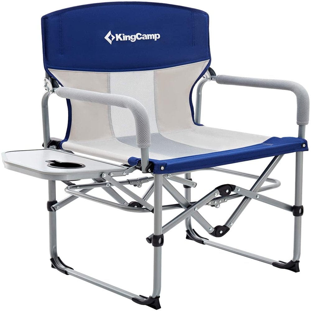 Kingcamp Folding Camping Chairs Heavy Duty Directors Chair with Side Table Black