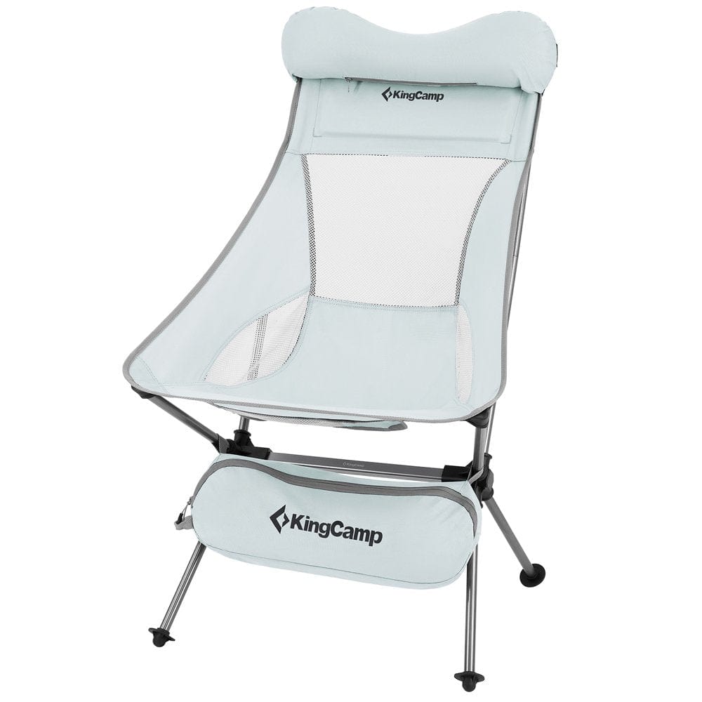 Kingcamp Lightweight High Back Camping Chair Extra Wide Folding Chair with Headrest & Side Pocket & Carry Bag Grey