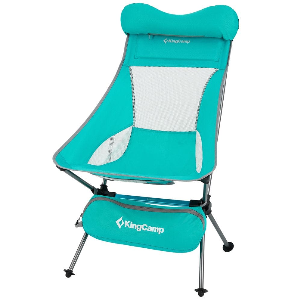 Kingcamp Lightweight High Back Camping Chair Extra Wide Folding Chair with Headrest & Side Pocket & Carry Bag Grey