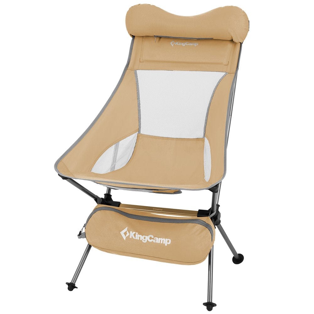 Kingcamp Lightweight High Back Camping Chair Extra Wide Folding Chair with Headrest & Side Pocket & Carry Bag Grey