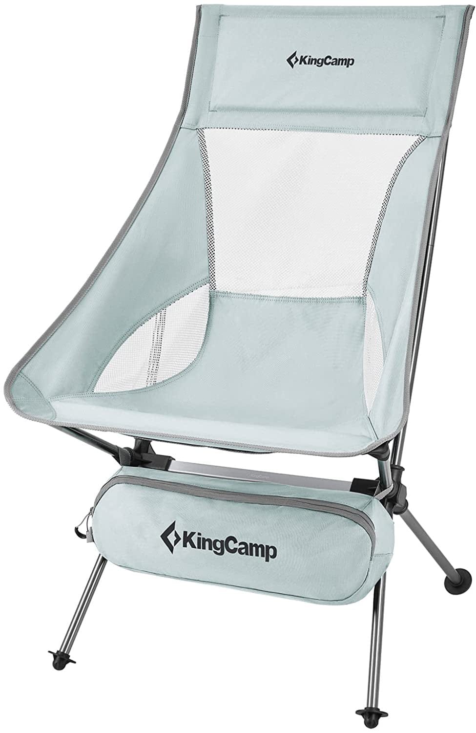 Kingcamp Lightweight High Back Camping Chairs Extra Wide Folding Chair with Side Pocket & Carry Bag Heavy Duty 330Lbs 26" × 26.6" × 36.2" GREY