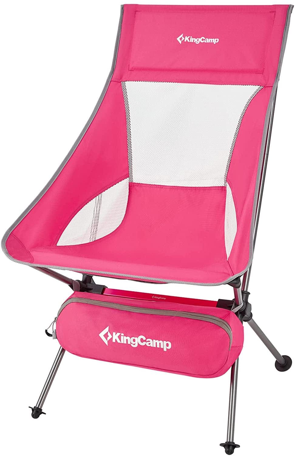 Kingcamp Lightweight High Back Camping Chairs Extra Wide Folding Chair with Side Pocket & Carry Bag Heavy Duty 330Lbs 26" × 26.6" × 36.2" GREY