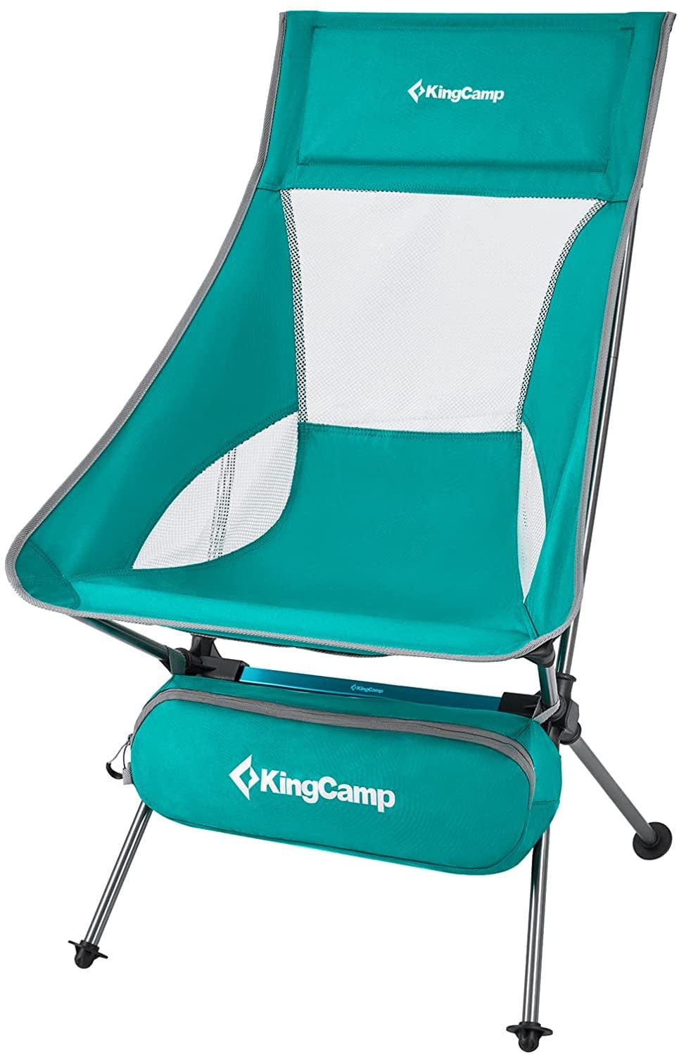 Kingcamp Lightweight High Back Camping Chairs Extra Wide Folding Chair with Side Pocket & Carry Bag Heavy Duty 330Lbs 26" × 26.6" × 36.2" GREY