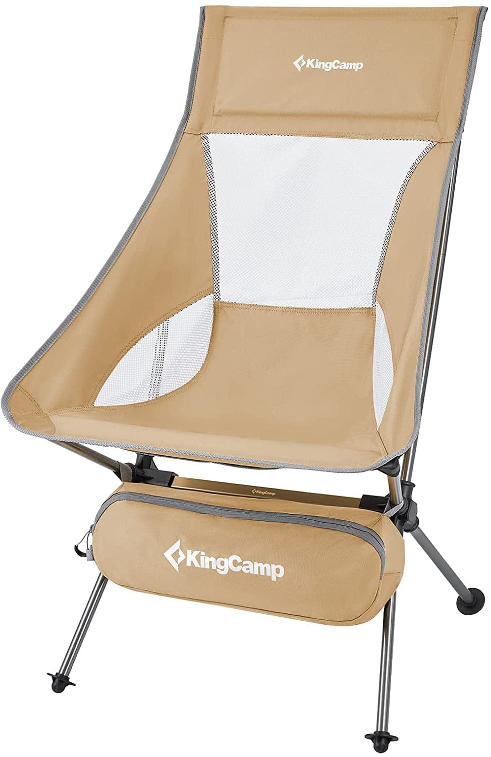 Kingcamp Lightweight High Back Camping Chairs Extra Wide Folding Chair with Side Pocket & Carry Bag Heavy Duty 330Lbs 26" × 26.6" × 36.2" GREY