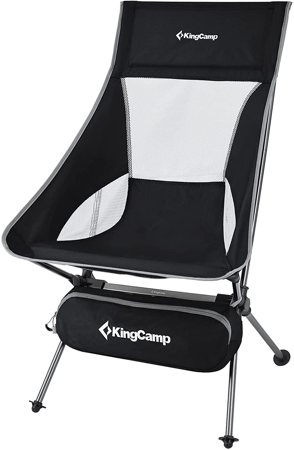 Kingcamp Lightweight High Back Camping Chairs Extra Wide Folding Chair with Side Pocket & Carry Bag Heavy Duty 330Lbs 26" × 26.6" × 36.2" GREY