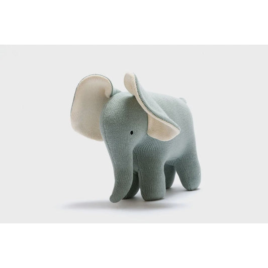 Large Knitted Organic Cotton Plush Toy - Ellis the Elephant / Teal